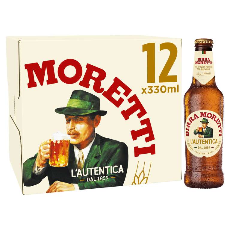 Birra Moretti Beer 12 x 330ML ABV 4.6% - 3 For £30 / £27.75 S&S