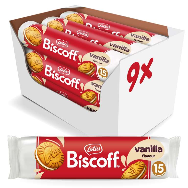 Biscoff Sandwich Biscuits With Vanilla Cream Filling - 15 Sandwich Biscuits Per Pack - 9x150g