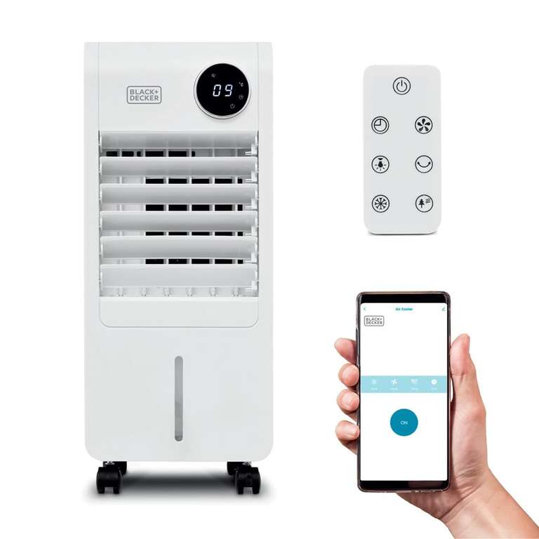 BLACK+DECKER Smart Digital Air Cooler, App & Remote Control, Weekly Programmable Timer, 3 Airflow Modes