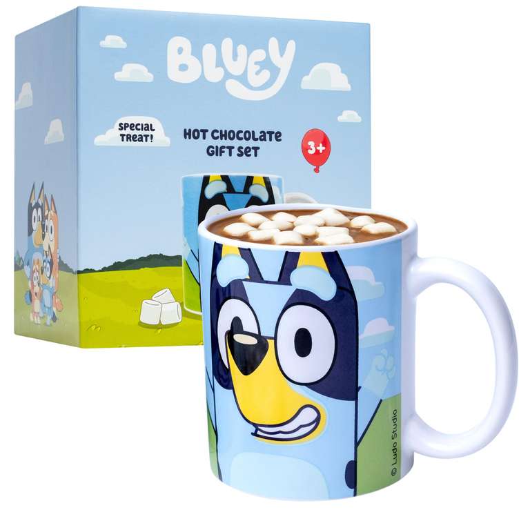 Bluey Hot Chocolate Gift Set Featuring Bingo and Bluey Mug, Includes Hot Chocolate Mix, Mini Marshmallows, Ceramic Mug