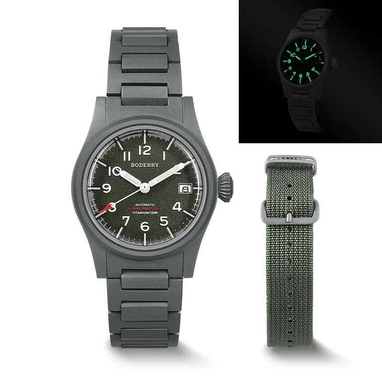 Boderry LANDMASTER Titanium Automatic Watch ( Seiko NH35 / Lume Tube ) - £125.16 PayPal w/code@Boderry Watch Official Store