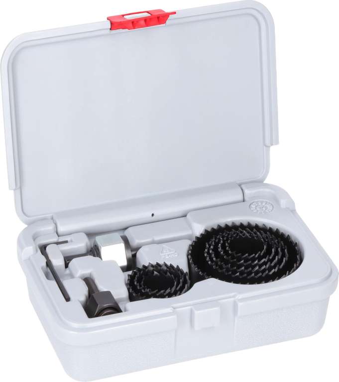Bosch 14x Wood and Drywall arbored Hole Saw Set with Pilot Drill (for Drywall, Softwood, Ø 22, 25, 29, 35, 38, 44, 51, 68 mm