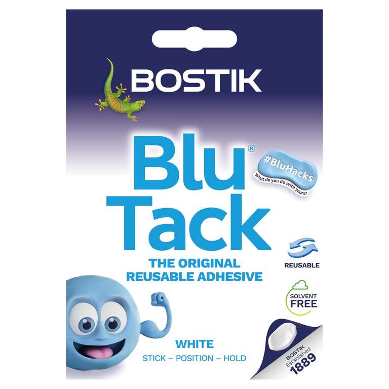 Bostik Blu Tack White - Handy Size - Multipurpose Reusable Adhesive