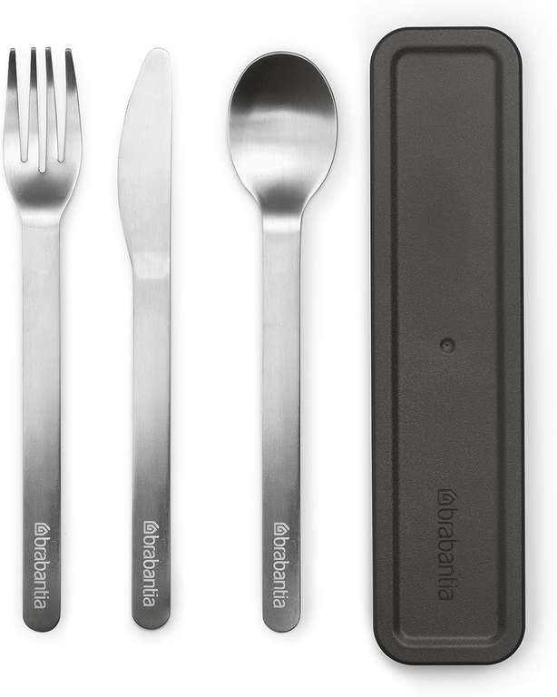 Brabantia - Make & Take Cutlery Set with Case - Set of 3: Knife, Spoon, & Fork - Hygienic Compact Design - Stainless Steel