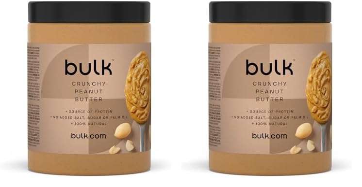 Bulk Natural Roasted Peanut Butter Tub, Crunchy (2 x 1 kg) - S/S £9.48