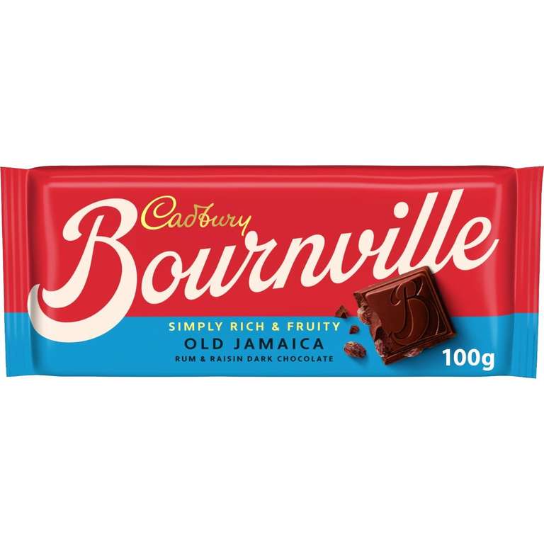 Cadbury Bournville Old Jamaica Dark Chocolate Bar, Rich Dark Chocolate With Rum & Raisin, 100 g