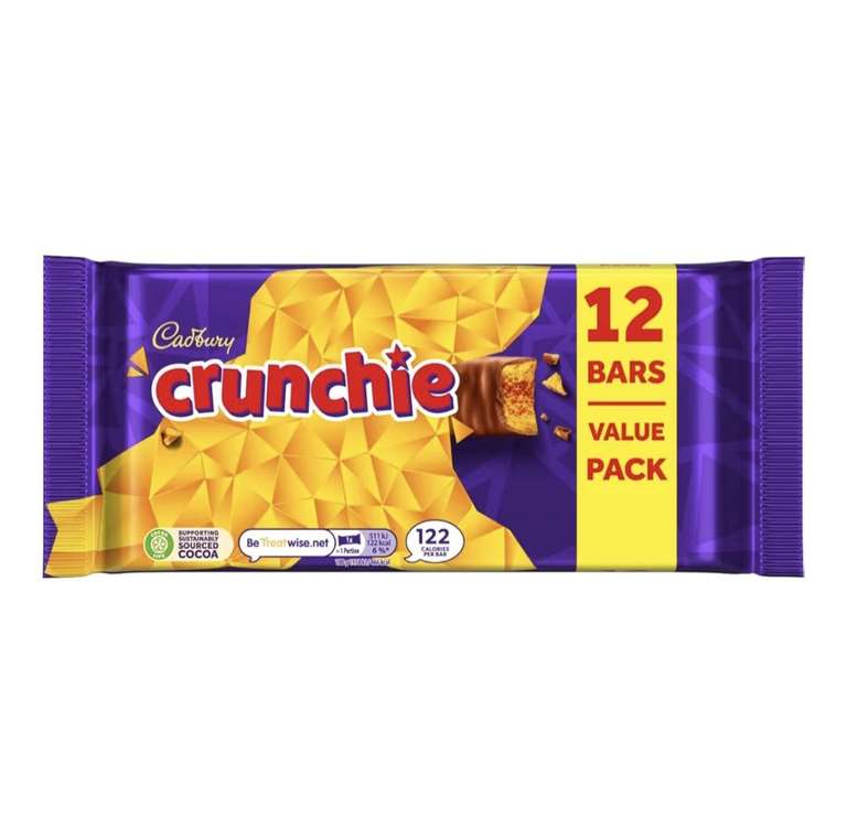 Cadbury Crunchie Chocolate Bar Multipack 12 x 26.1g - S&S £3.42 / £3.06