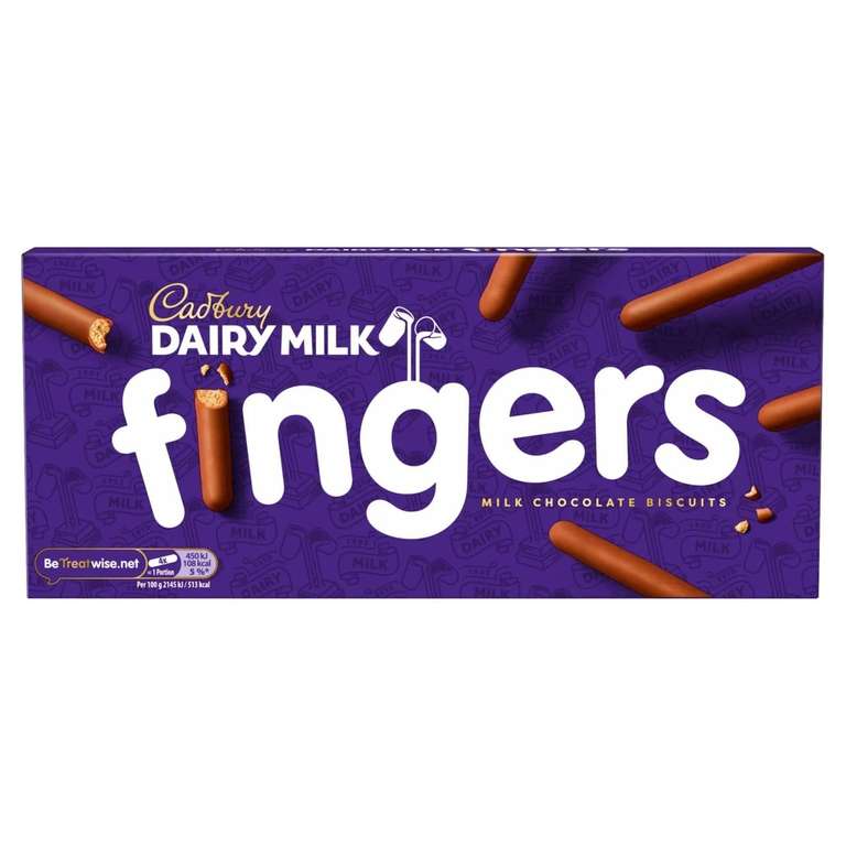 Cadbury Fingers Crossed Milk Chocolate Biscuits, Crunchy Biscuits Coated in Milk Chocolate, 114 g