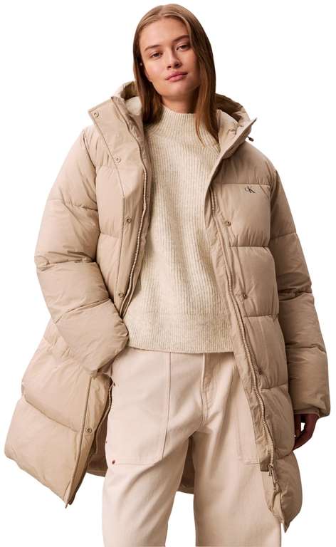 Calvin Klein Women's Belted Midweight Long Puffer Lv047d508g Coats size XL