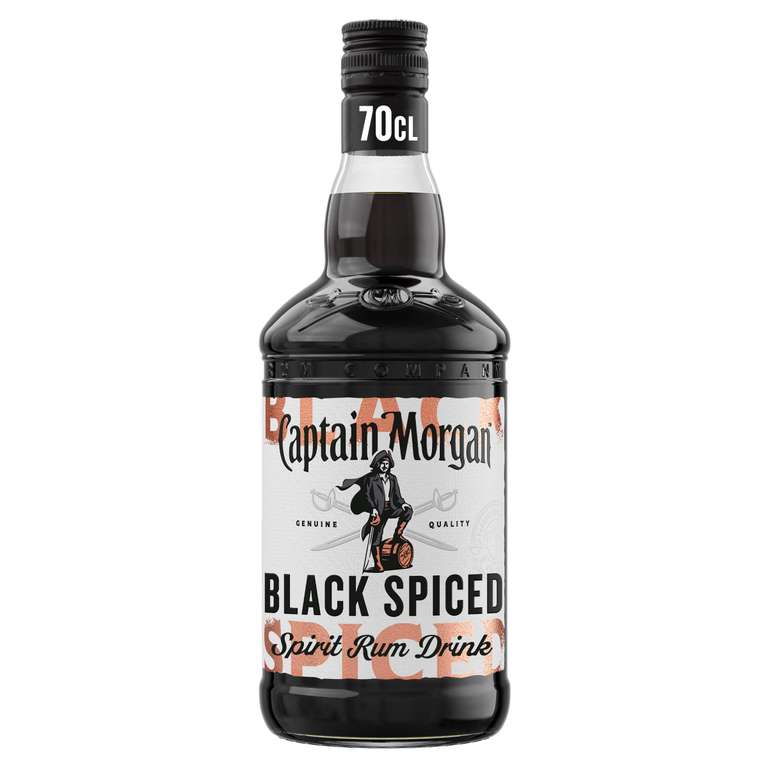 Captain Morgan Black Spiced Spirit Drink with Caribbean Rum, 40% vol, 70cl, Aged in Oak Barrels, Notes of Caramel, Vanilla & Black Cherry