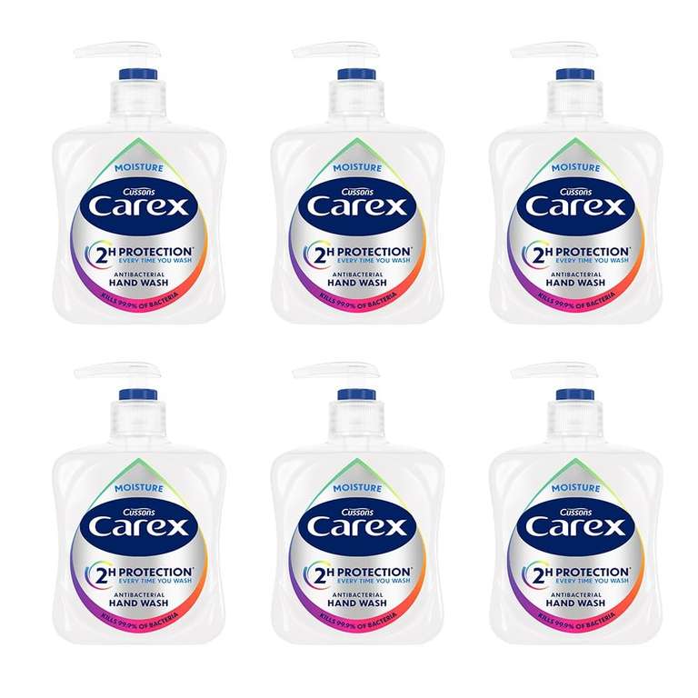 Carex 2 Hour Protection Antibacterial Moisture Hand Wash, Pack of 6 x 250ml