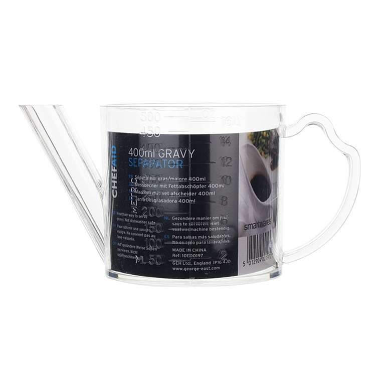 Chef Aid Gravy Separator, 400ml Acrylic Plastic Jug with Measurment Markings for ease of use, Perfect for removing fat and lumps from Juices