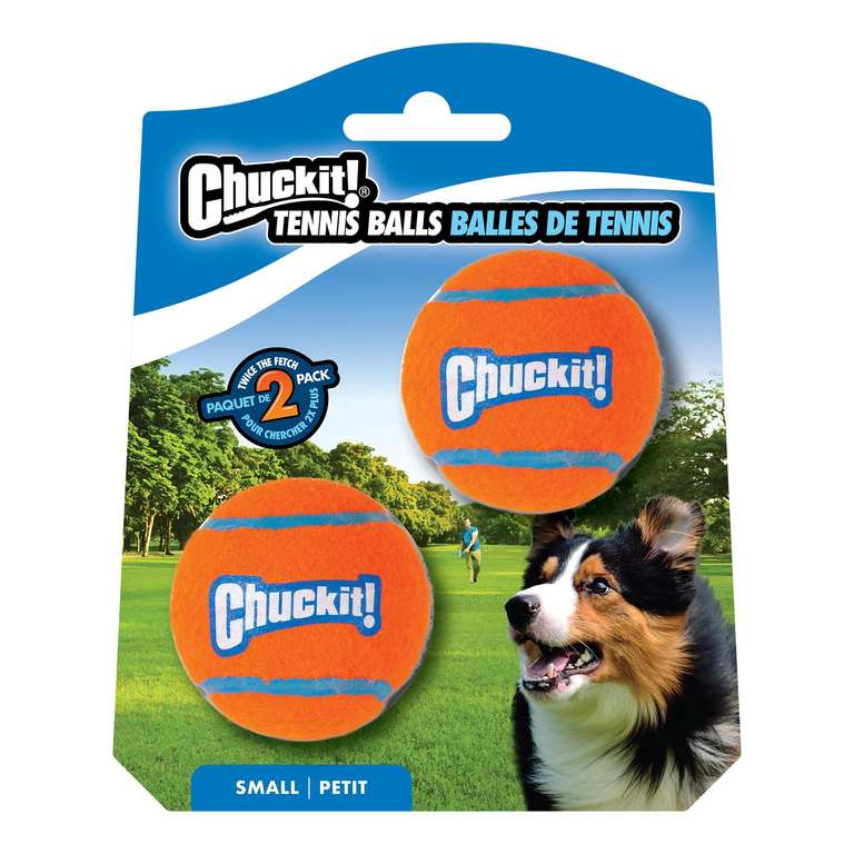 Chuckit! Tennis Ball – Lightweight Dog Toy for Fetch and Interactive Play, Compatible with Launcher, Small, 4.8 cm (Pack of 2)