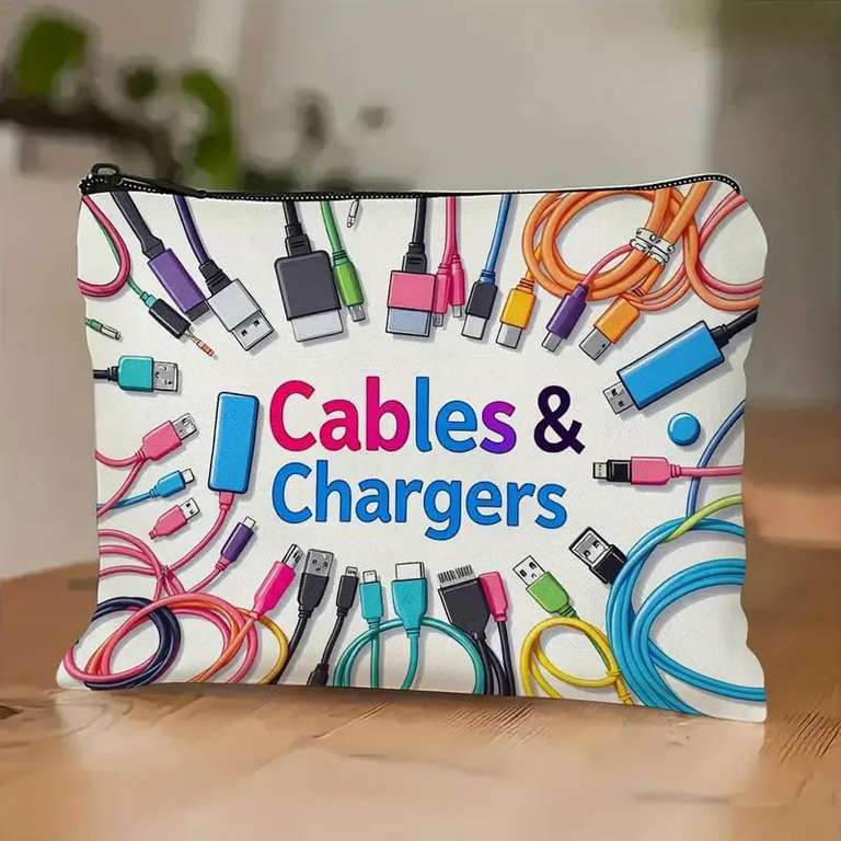 Colorful Cable and Charger Storage Bag - Versatile Travel Organizer for Chargers, Cables, Electronic Devices, and Accessories Haul Global