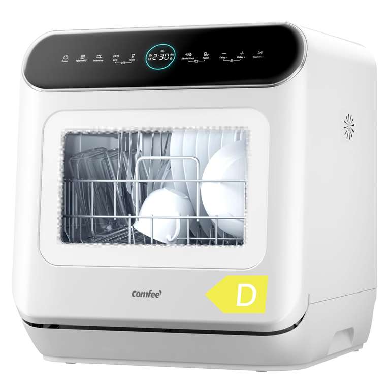 Comfee' Table Top Dishwasher, 6L Built-in Water Tank, White