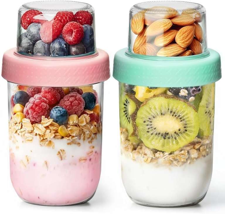 ComSaf Overnight Oats Container 480+120mL, 2 Pack, 16oz - Extra 5% When Buying 2 @ Rachel's choice-europe / FBA