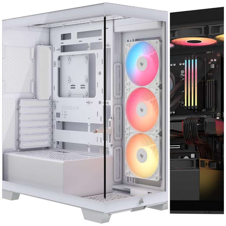 CORSAIR 3500X ARGB Mid-Tower PC Case – 3 Reverse ARGB Fans Included Black /White