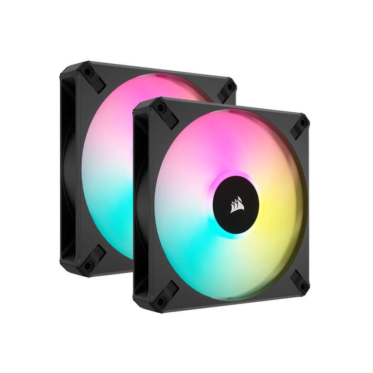 Corsair iCUE AF140 RGB ELITE 140mm PWM Dual Fan Kit - Eight RGB LEDs Per Fan