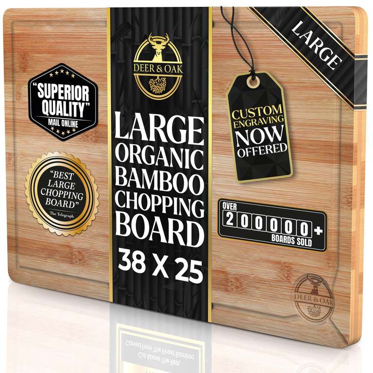 Deer & Oak - Large Cutting Board 38 x 25 x 2cm, Pre-Oiled
