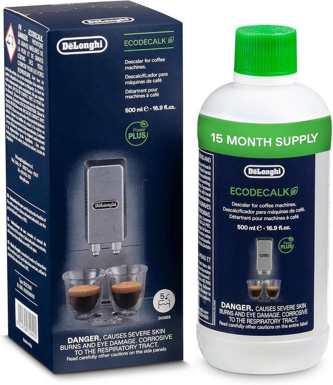 De'Longhi EcoDecalk Coffee Machine Descaler DLSC500, 5 Decalcification Doses, Maintenance Accessory, Bottle with 5 Doses, 500ml - £6.17 S&S