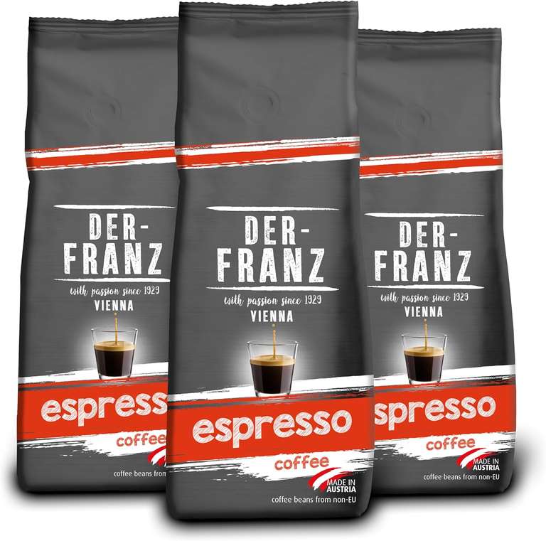 Der-Franz Espresso Coffee, Whole Bean, 3 x 500 g - (£13.22 Max S&S) - Delayed Dispatch