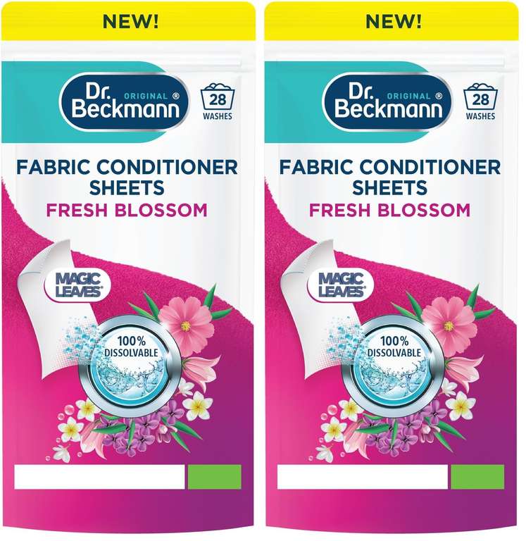 Dr. Beckmann Fabric Conditioner Sheets Fresh Blossom | No mess | Convenient and pre-dosed fabric conditioner sheets | 14 sheets (Pack of 2)