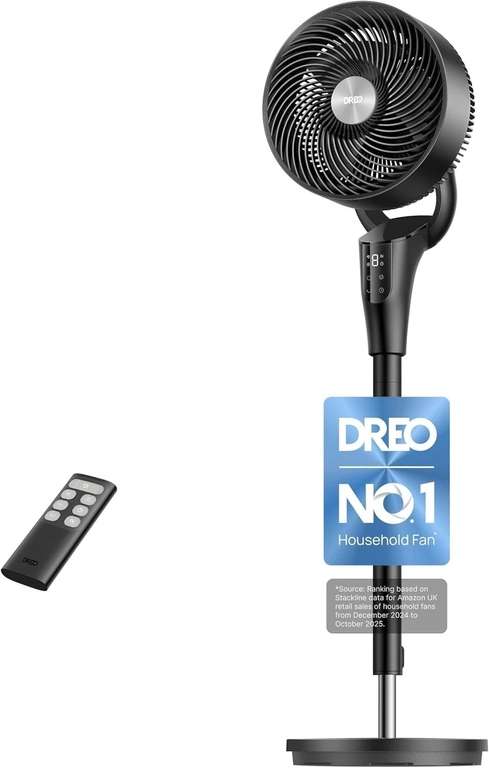 Dreo 42" Silent Standing Fan 20dB with Remote, 8 Speeds, 90° Oscillation, Timer & LED Display - W/Code - Sold by jun3107