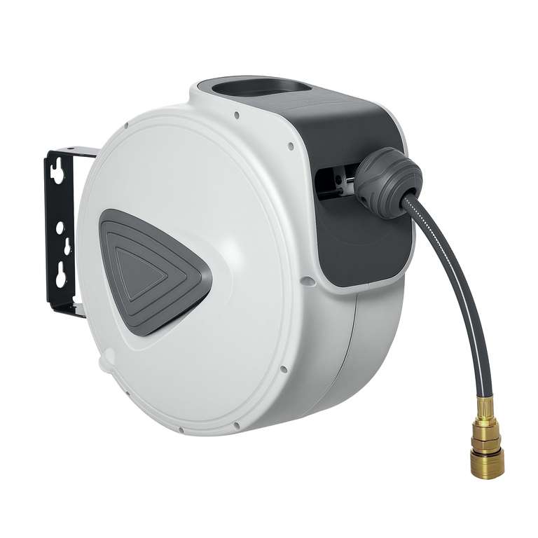 DURHAND Retractable Air Hose Reel, Wall Mount Auto Rewind Hose- Reel, 10m+ 90cm Diameter