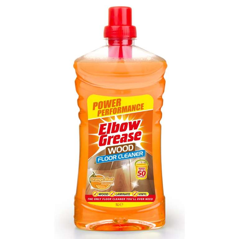 Elbow Grease Concentrated Floor Cleaner, Makes Up To 50 Litres, Suitable for Wood, Laminate & Vinyl Flooring (Orange, 1L)