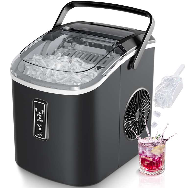 EUHOMY Ice Maker Machine, Self-Cleaning Ice Cube Maker, Produces 9 Cubes in 6 Minutes, 2 Ice Cube Sizes, 12 Kg/Day