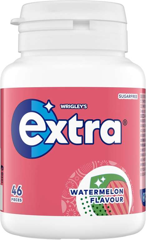 Wrigley's Extra Watermelon Flavour Sugarfree Chewing Gum Bottle, 46 Pieces