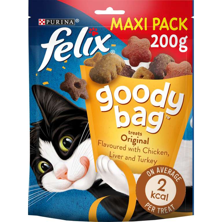 FELIX Goody Bag Original Mix Chicken, Liver and Turkey Cat Treats 200g (Pack of 5) - S&S £8.12