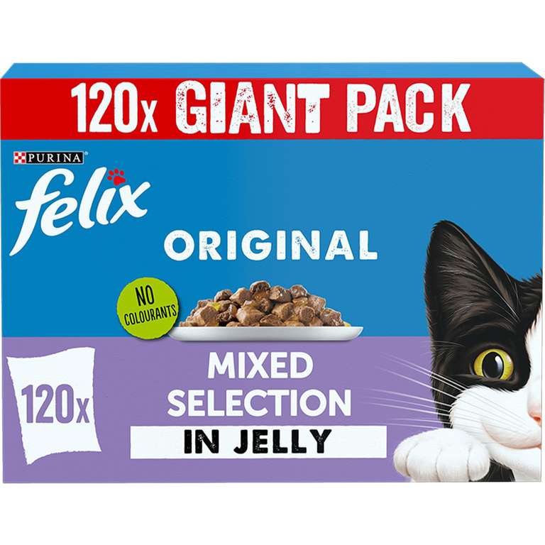 FELIX Original Mixed Selection in Jelly Wet Cat Food 120 x 85g - Discount At Checkout (£21.30 / £18.33 on S&S - £12.37 with 1st S&S Voucher)