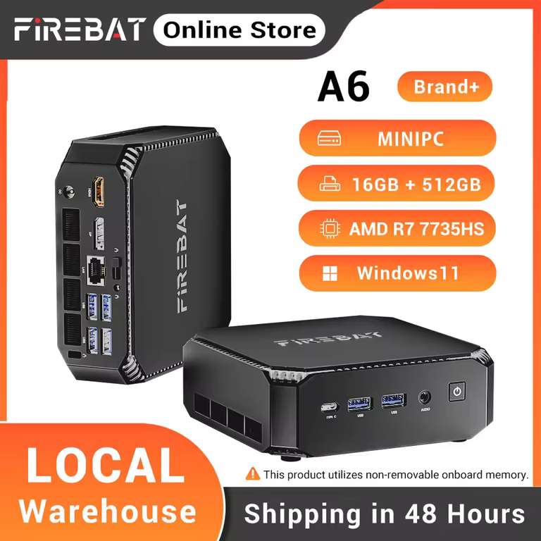 FIREBAT A6 Mini PC ( AMD Ryzen 7 7735HS / 8C / Zen3+ / 16GB LPDDR5 / 512GB / Dual M2 ) w/code@Firebat Online Store(UK Despatch)