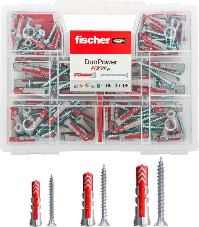 Fischer 544546 Duopower Universal Dowels Kit with Screws - 160 Pieces