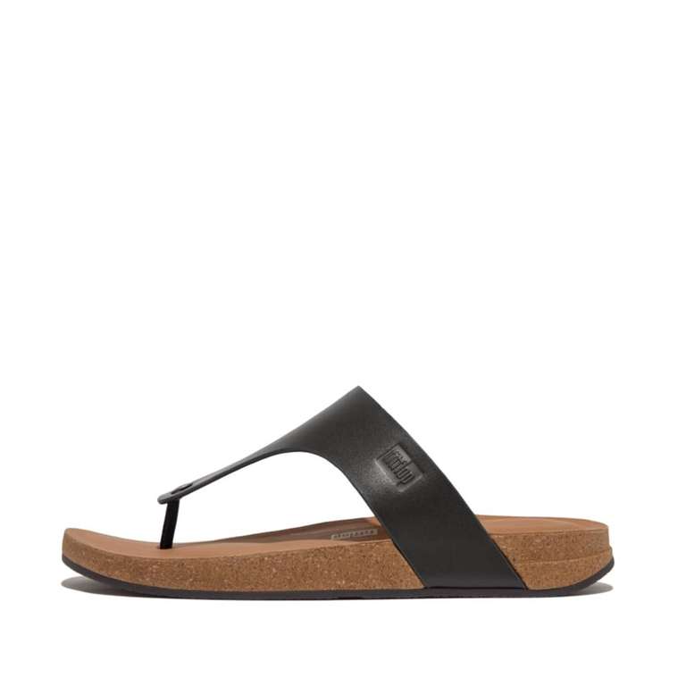 Fitflop Men's Iqushion Leather Toe-post Sandals - Black, Size 7 / 9 UK