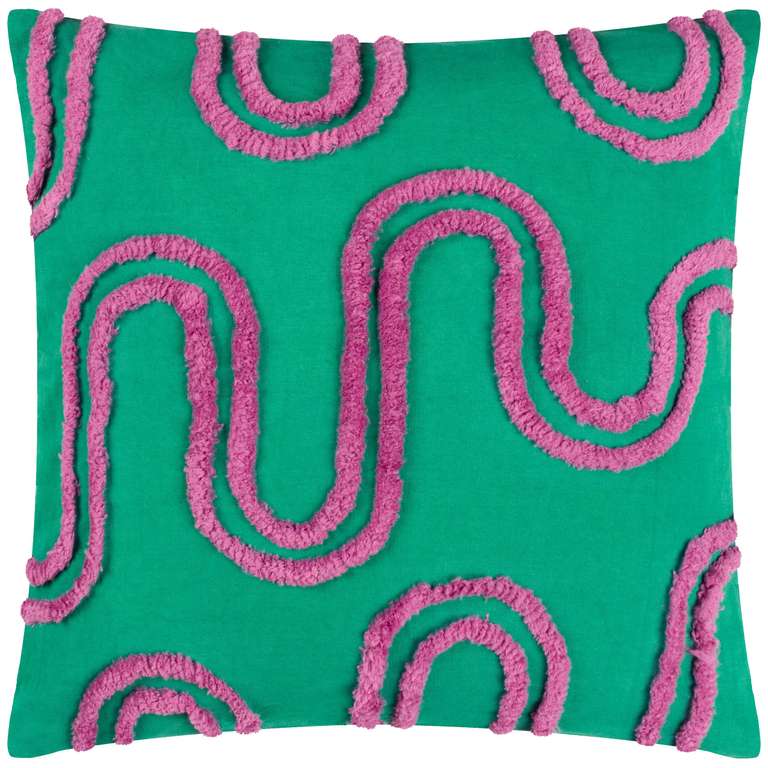 furn. Heya Home Archie Tufted Cushion Cover, Turquoise/Purple