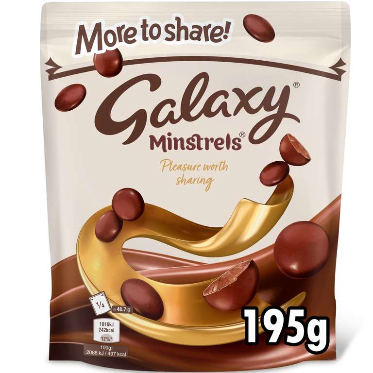 Galaxy Minstrels Milk Chocolate Bag, 195g (£2.05 / £1.83 S&S )