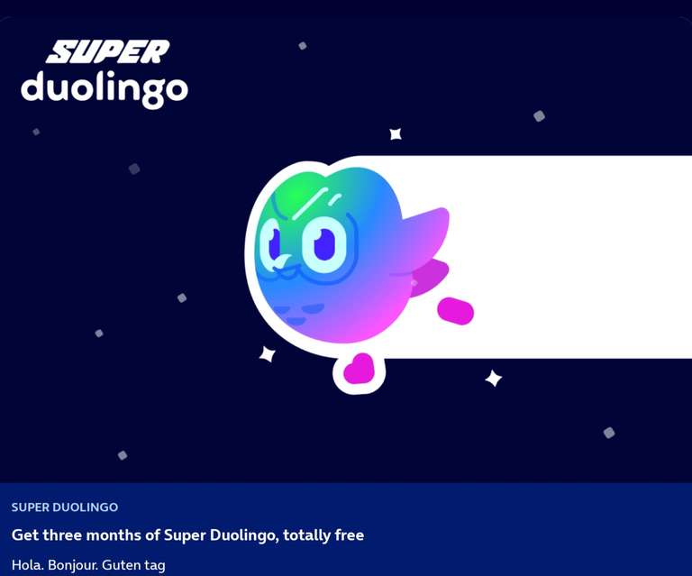 179° - Get Three Months Of Super Duolingo, Free From O2 Priority