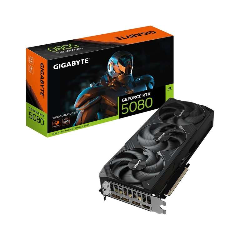 Gigabyte GeForce RTX 5080 WINDFORCE OC 16GB GDDR7 PCIe5 GPU SFF - Sold by STOCS UK