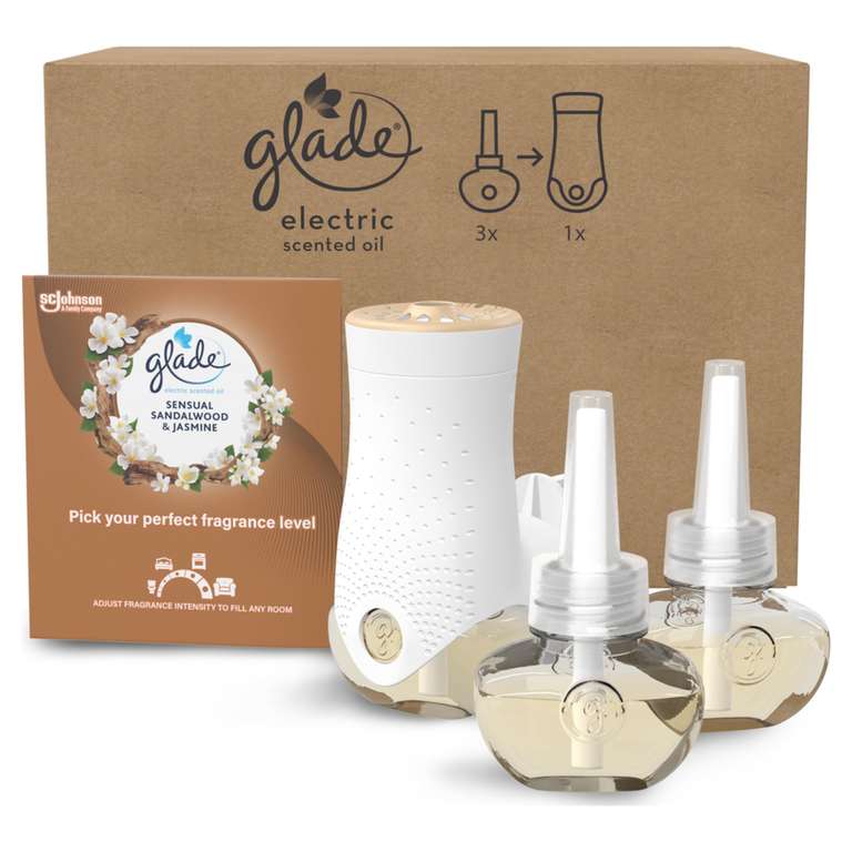 Glade Plug in Air Freshener Holder and Refill, Sandalwood & Jasmine, 1 Holder 3 Refills - £6.89 S&S