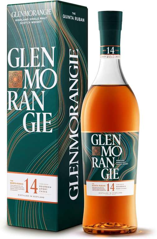Glenmorangie Quinta Ruban 14 Years Old Single Malt Whisky, Aged in Bourbon and Port Casks, Gift Box, 70cl - ABV 46%
