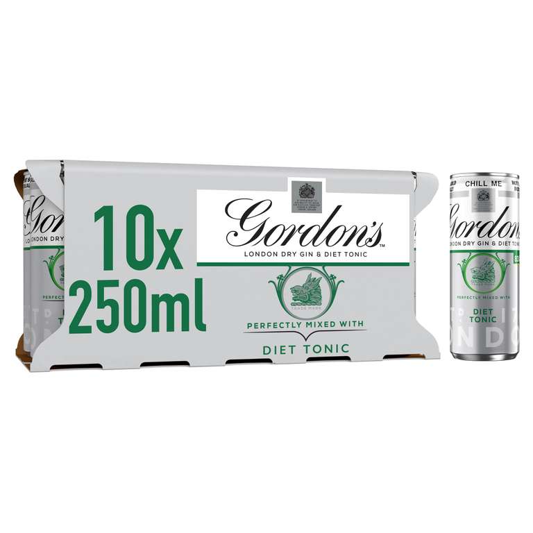 Gordon Gin & Diet Tonic 10 Cans 250ml - Prime members