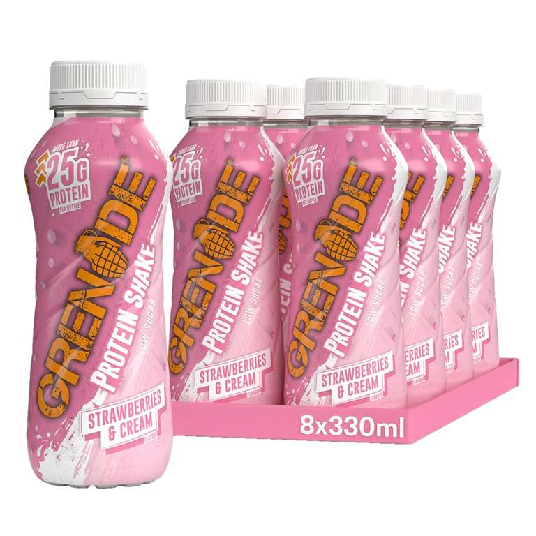 Grenade High Protein Shake, 8 x 330 ml - Strawberries and Cream