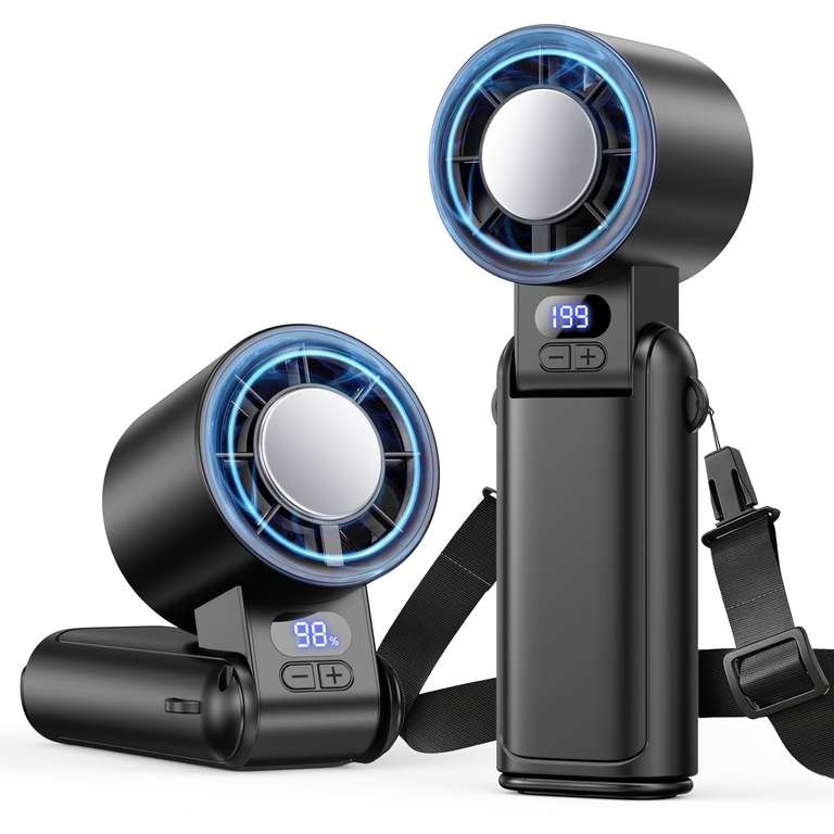 Handheld Fan Rechargeable with LED Display & Clip, 1-199 Speed Adjustable, 3-in-1 Sold By CAMHTOO LTD / FBA