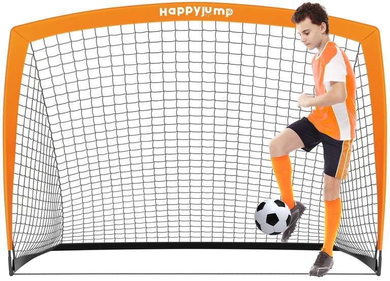 Happy Jump Upgraded Pop Up Football Goals with Optional Target Sheet, Ball, Pump & Cones - 5 x 3.6FT