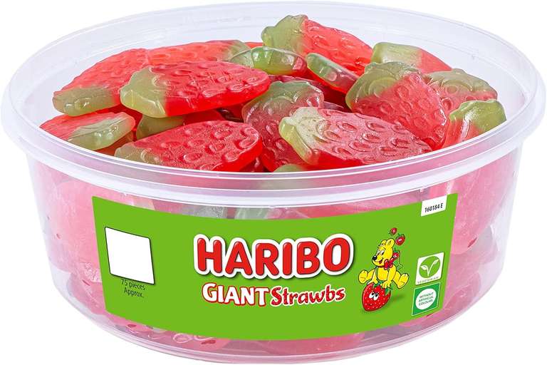 HARIBO Giant Strawbs 825g – 75 Pieces of Fruity Gummy Strawberries