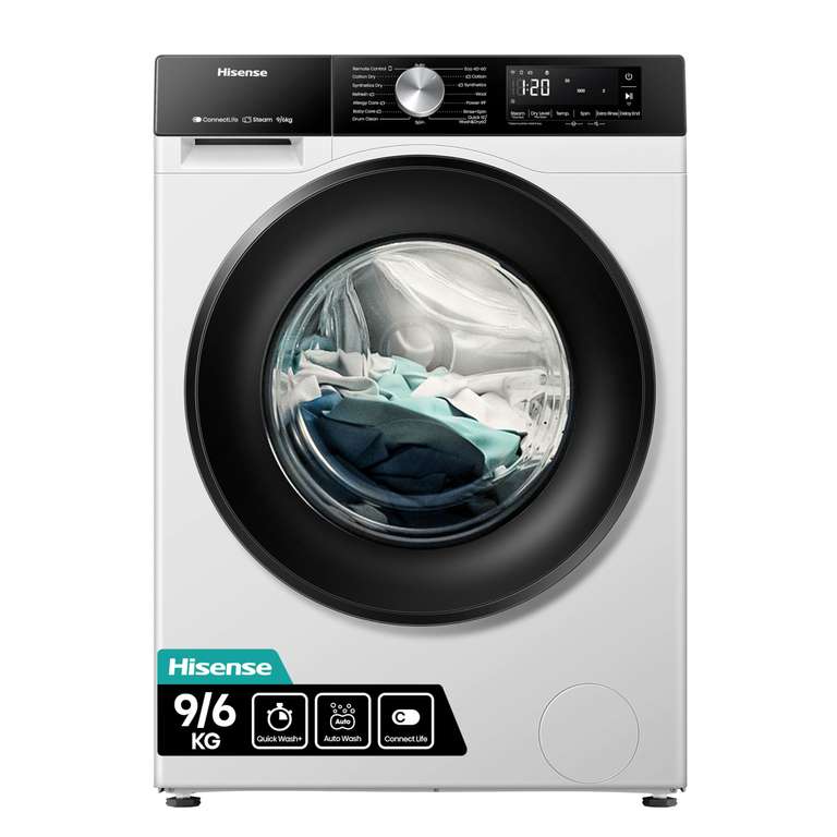 Hisense 3S Series WD3S9043BW3 Wifi Connected 9Kg / 6Kg Washer Dryer with 1400 rpm - White