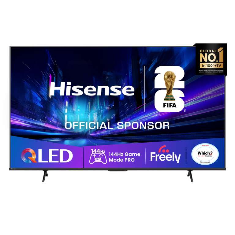 Hisense 55" 55E78QTUK PRO 144Hz QLED Smart AI TV - Hi-View AI Engine, 144Hz Game Mode PRO, Dolby Atmos