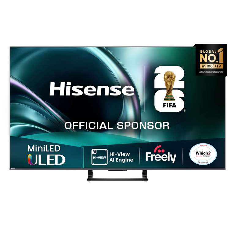 Hisense 65" 65U7QTUK MiniLED QLED 144Hz Smart AI TV - Auto Discount At Checkout